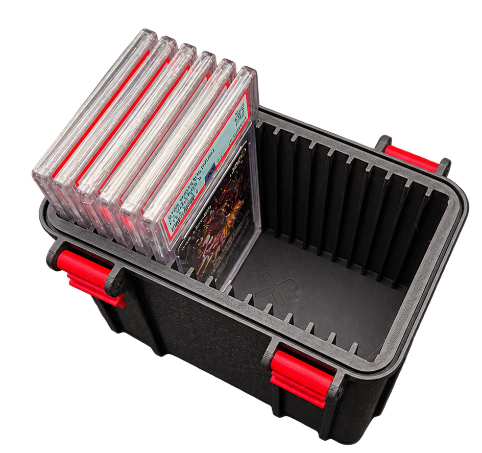 VaultGecko Graded Card Storage box holding graded slabs